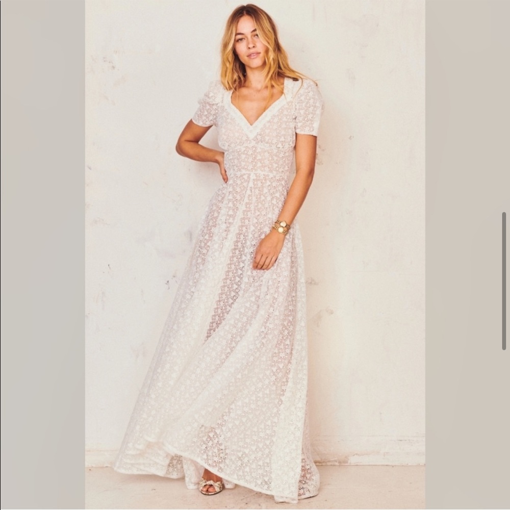 LoveShackFancy Castellated Lace Wedding White Dress 0
